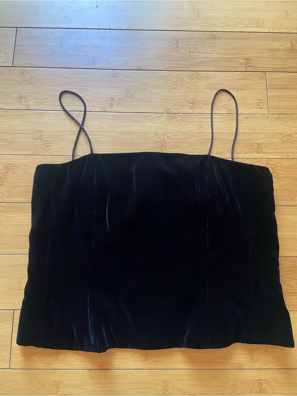 Vintage Jones New York Evening Black Velvet Spaghetti Strap Crop Top
